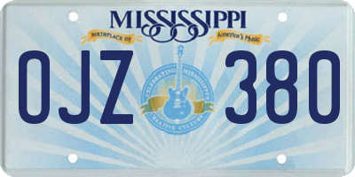 MS license plate OJZ380