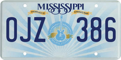 MS license plate OJZ386