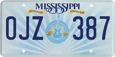 MS license plate OJZ387