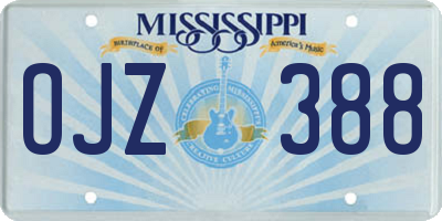 MS license plate OJZ388