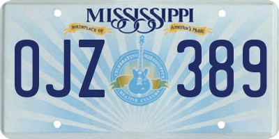 MS license plate OJZ389