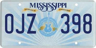 MS license plate OJZ398
