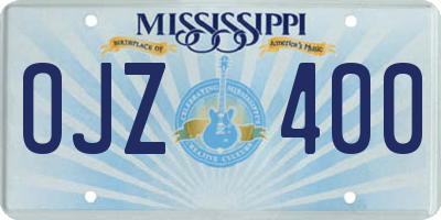 MS license plate OJZ400