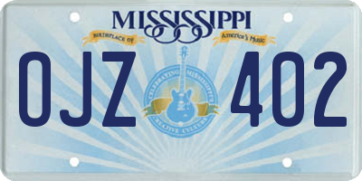 MS license plate OJZ402
