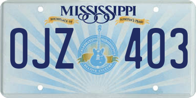 MS license plate OJZ403