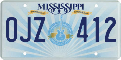 MS license plate OJZ412