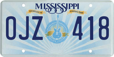 MS license plate OJZ418