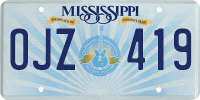 MS license plate OJZ419