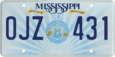 MS license plate OJZ431