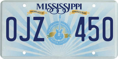 MS license plate OJZ450