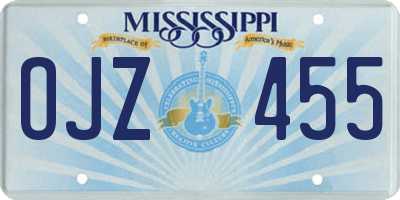MS license plate OJZ455