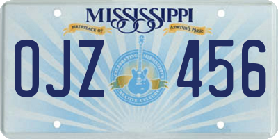 MS license plate OJZ456