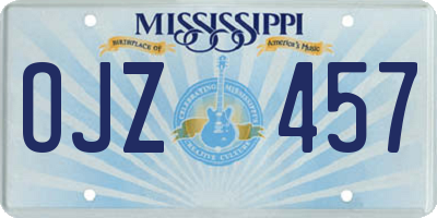 MS license plate OJZ457