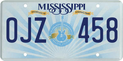 MS license plate OJZ458