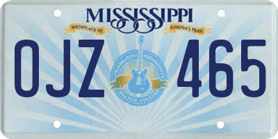 MS license plate OJZ465