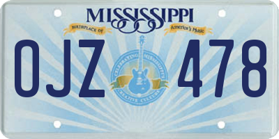 MS license plate OJZ478