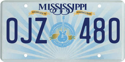 MS license plate OJZ480