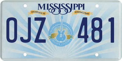 MS license plate OJZ481