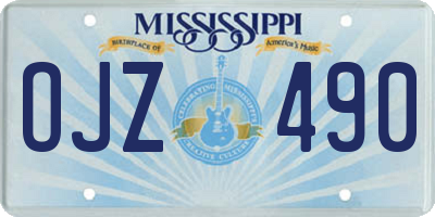 MS license plate OJZ490