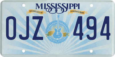 MS license plate OJZ494