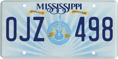 MS license plate OJZ498