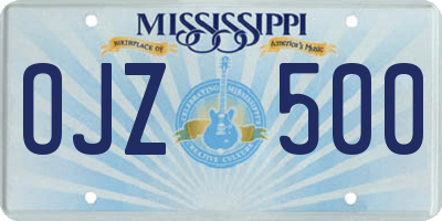 MS license plate OJZ500