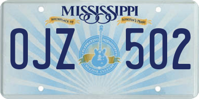 MS license plate OJZ502