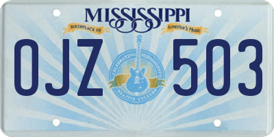 MS license plate OJZ503