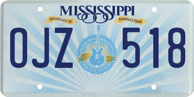 MS license plate OJZ518