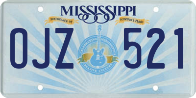 MS license plate OJZ521