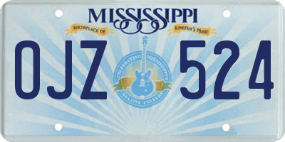 MS license plate OJZ524