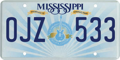 MS license plate OJZ533