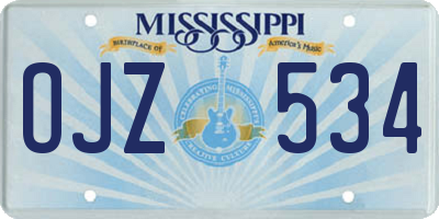 MS license plate OJZ534