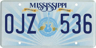 MS license plate OJZ536