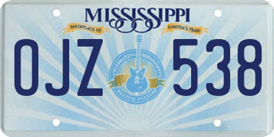 MS license plate OJZ538