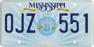MS license plate OJZ551