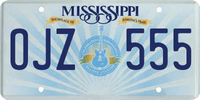 MS license plate OJZ555