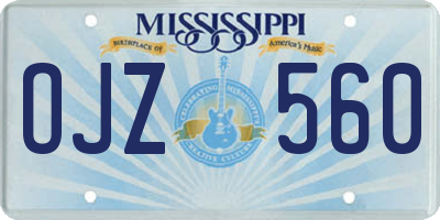 MS license plate OJZ560