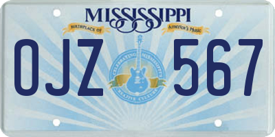 MS license plate OJZ567