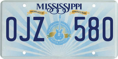 MS license plate OJZ580