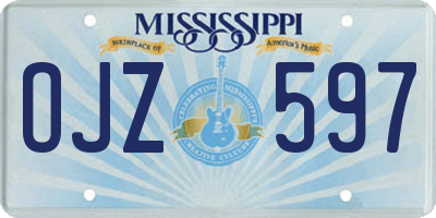 MS license plate OJZ597