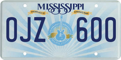 MS license plate OJZ600