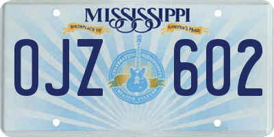 MS license plate OJZ602