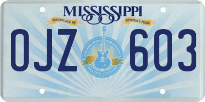 MS license plate OJZ603