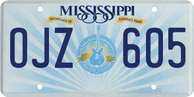 MS license plate OJZ605