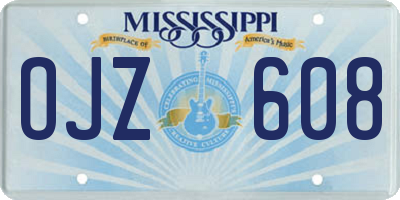 MS license plate OJZ608