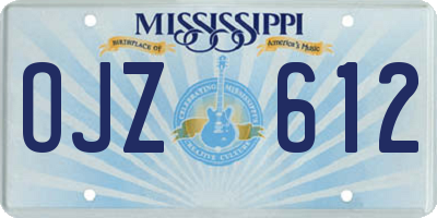 MS license plate OJZ612