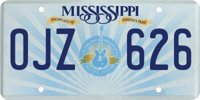 MS license plate OJZ626