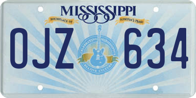 MS license plate OJZ634