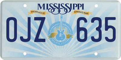 MS license plate OJZ635